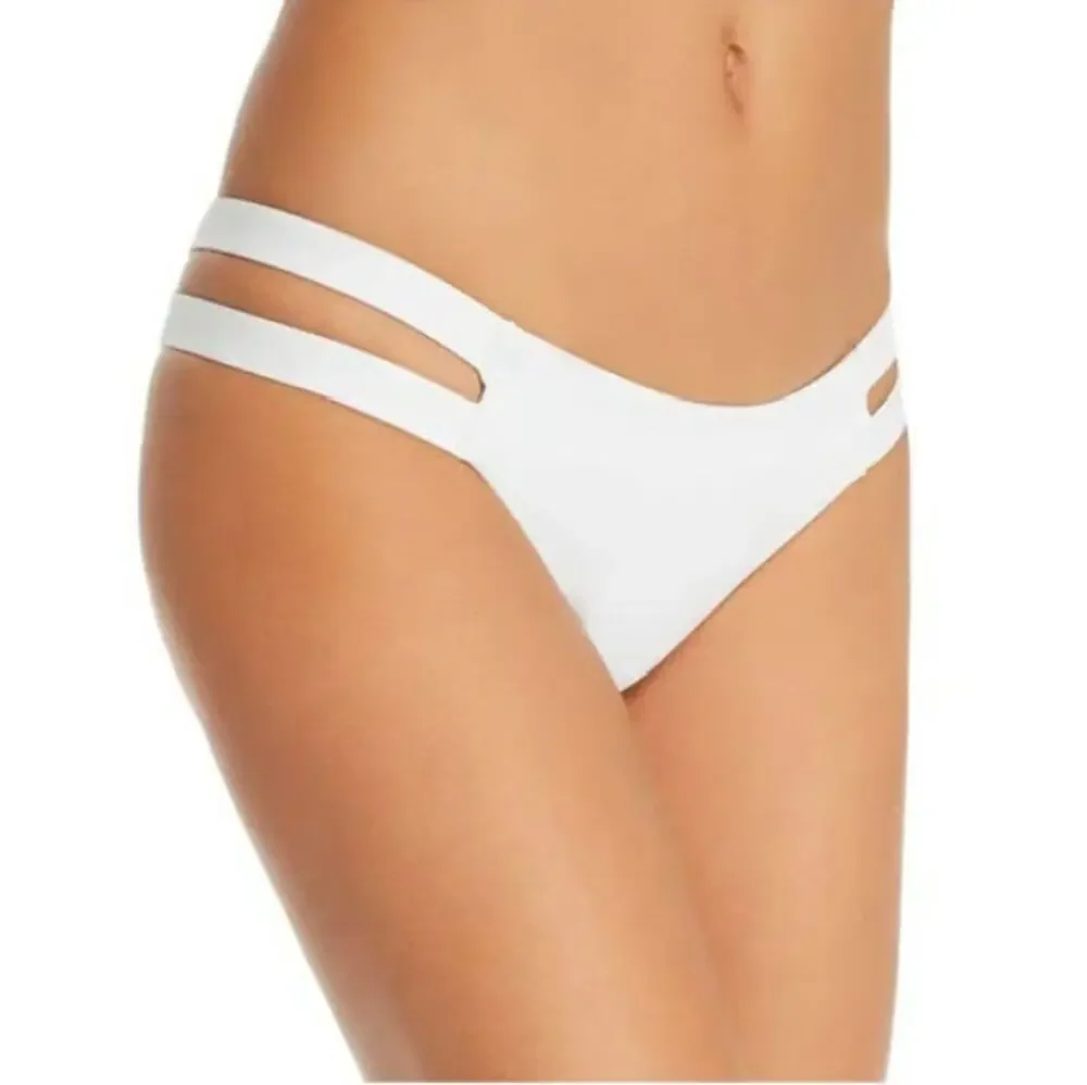 Tavik Women White Chloe Side Strap Low Rise Moderate Swim Bikini Bottom Size L